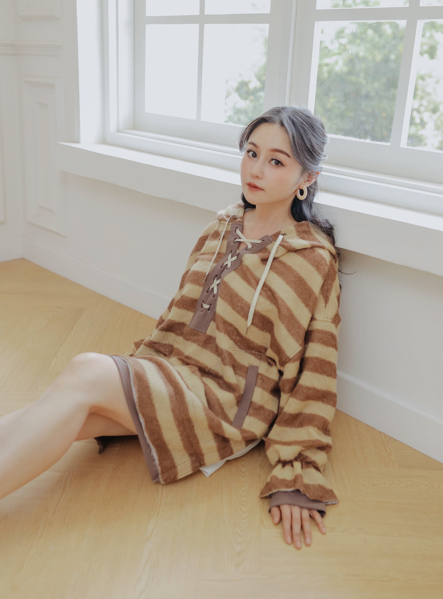 GAURA HOODIE in Stripe Brown